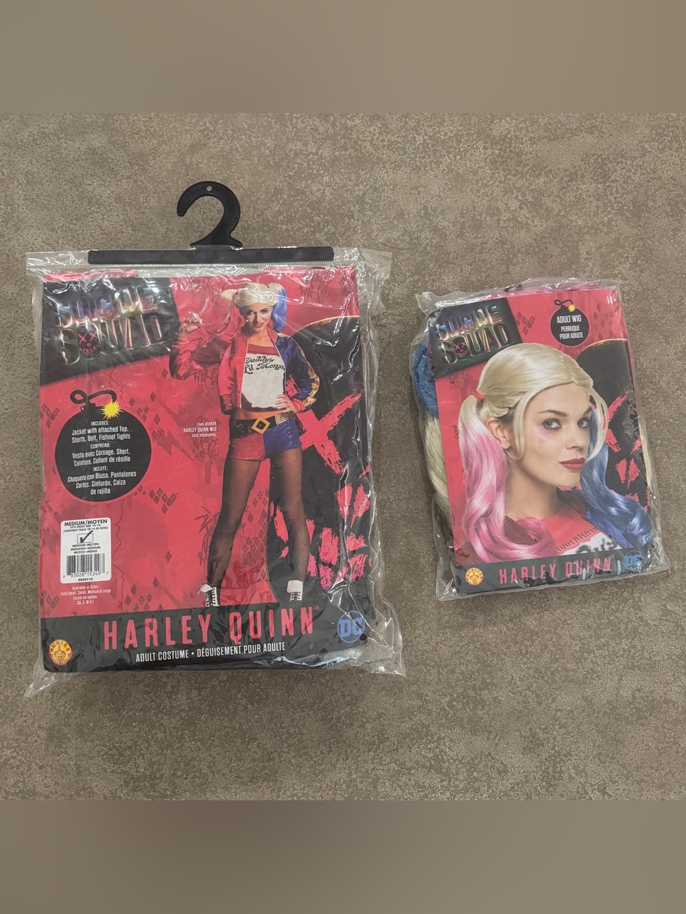 Harley Quinn Suicide Squad Costume + Wig Set Adult Medium DC Comics